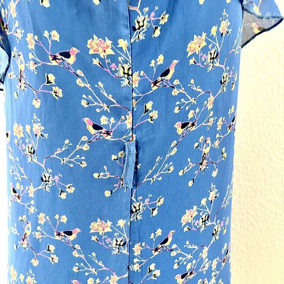 Altar’d State Sz Medium Baby Blue Floral Party Dress Ruffle Shoulder Sheer Lined - Picture 7 of 14